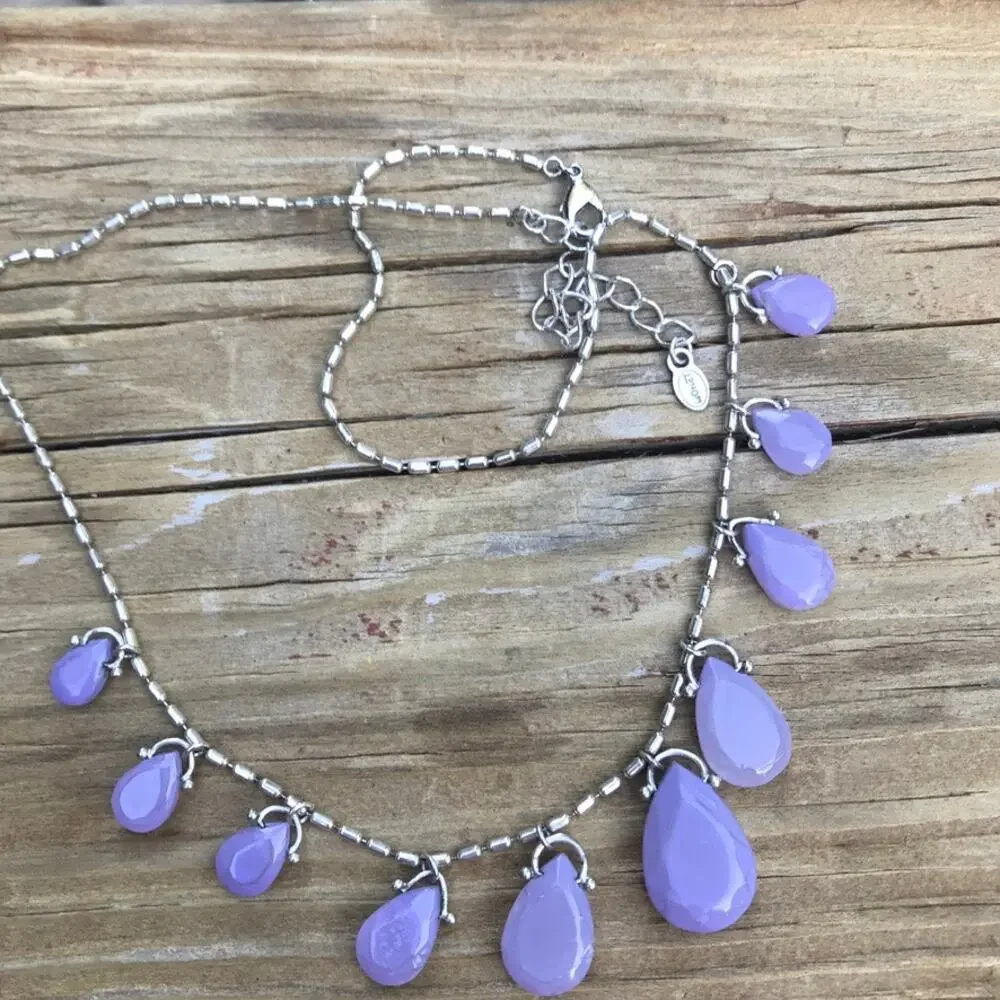 Monet silver tone lavender dangle fashion necklace